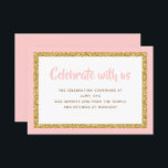Convites Inserção Mitzvah, Bar brilhante rosa e Dourado<br><div class="desc">Esta placa de inserção de tendência apresenta letras em negrito na parte frontal,  com uma aparência em camadas em branco e brilho dourado,  e uma parte traseira de cor sólida. Adicione seu texto usando o formulário modelo. Altere a fonte,  o layout e as cores usando o recurso Personalizar.</div>
