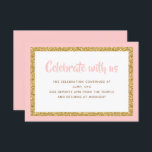 Convites Inserção Mitzvah, Bar brilhante rosa e Dourado<br><div class="desc">Esta placa de inserção de tendência apresenta letras em negrito na parte frontal,  com uma aparência em camadas em branco e brilho dourado,  e uma parte traseira de cor sólida. Adicione seu texto usando o formulário modelo. Altere a fonte,  o layout e as cores usando o recurso Personalizar.</div>