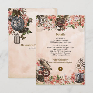 Convites Inserir Recepção de casamento Floral Steampunk