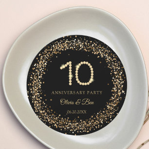 Convites Inserto de prato carregador Gold Diamond 10º Anive