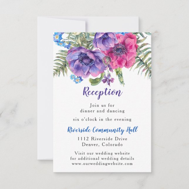Convites Inserto de Recepção de Casamento Floral Anêmona (Frente)