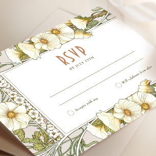 Convites Inserto de RSVP de casamento Arte Nouveau Vintage