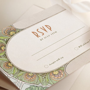 Convites Inserto de RSVP de casamento Arte Nouveau vintage