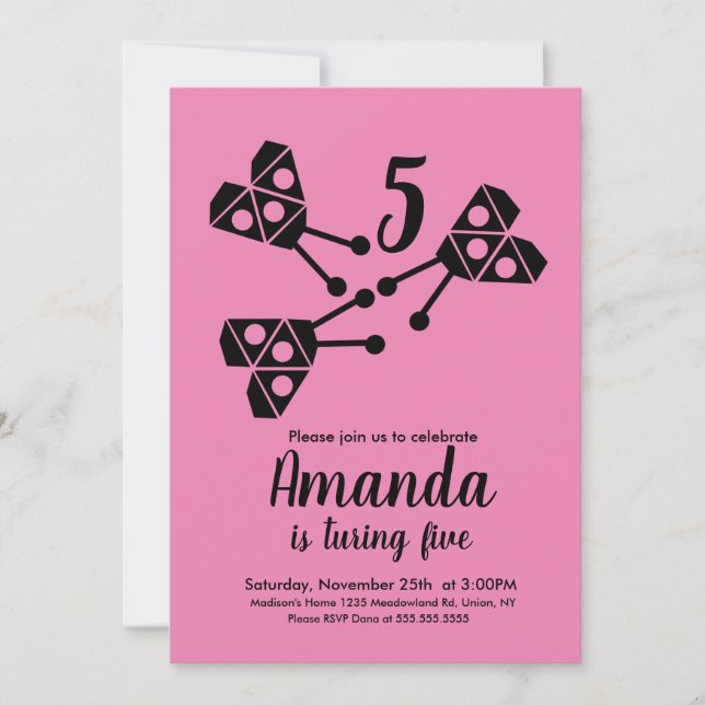 Convites Inseto de Ladybug moderno - Geométrico - Rosa (Frente)