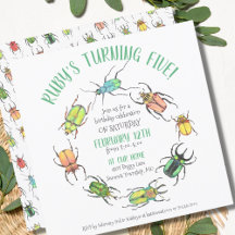 Insetos de amor Circle Watercolor Beetles Aniversá