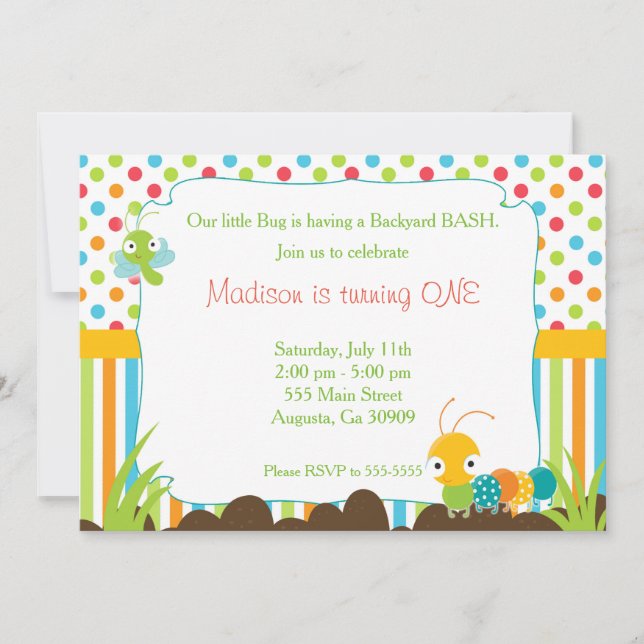 Convites Insetos de Partes do Aniversário de criança de Con (Frente)