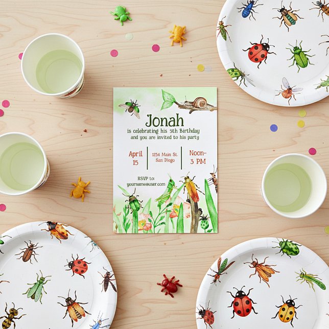 Convites Insetos lindos, rapazes, festa de aniversário cost (Criador carregado)