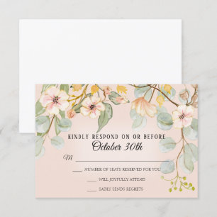 Convites Inspirado na Natureza Rosa Bege Aquarela RSVP