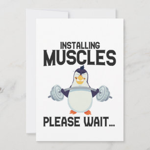 Convites Instalando Músculos Por Favor Aguarde Pinguim Engr