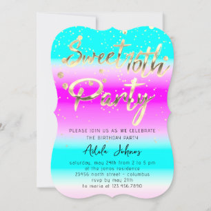 Convites Instant Download Festa de aniversário Dourado Ocea