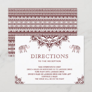 Convites Instruções de casamento indiano de henna burgundy 