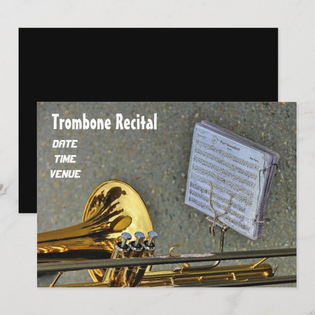 Convites Instrumento de latão Trombone (Frente/Verso)