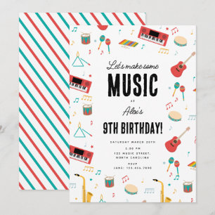 Convites Instrumentos Musicais Tema Música Festa de Anivers