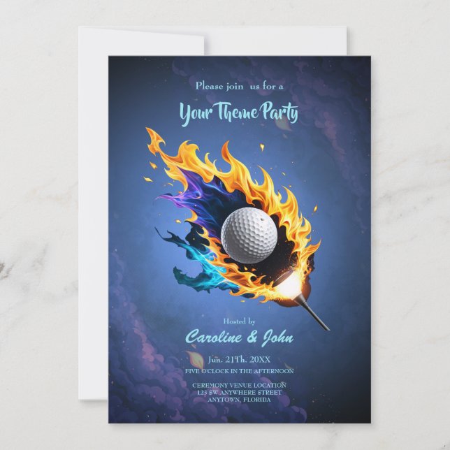 Convites Intensidade de chama: A bola de golfe em ação. (Frente)