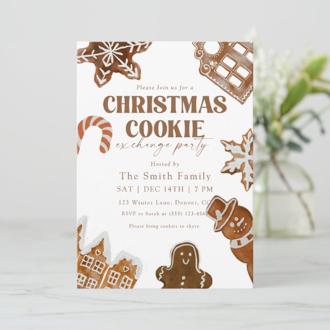 Convites Intercâmbio de Biscoitos de Natal (Em pé/Frente)