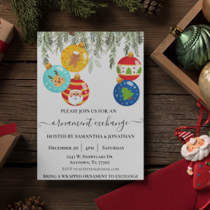Convites Intercâmbio de Enfeites de Natal para Festa de Fim