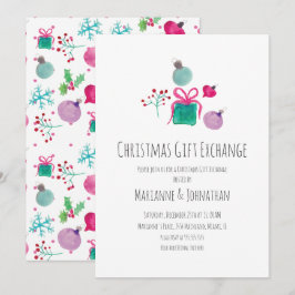 Convites Intercâmbio de Presentes de Natal em Aquarela 