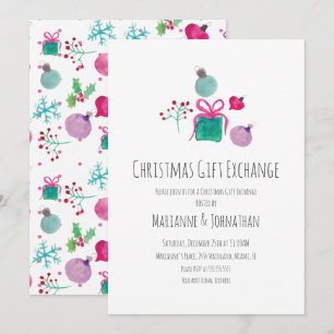 Convites Intercâmbio de Presentes de Natal em Aquarela