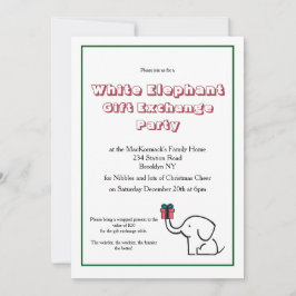 Convites Intercâmbio de Presentes Elefante Branco Festa de