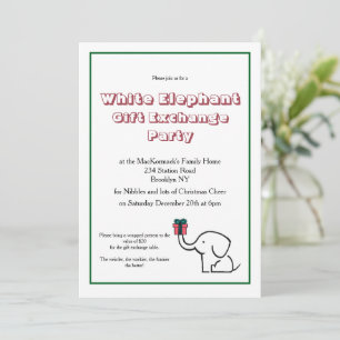 Convites Intercâmbio de Presentes Elefante Branco Festa de