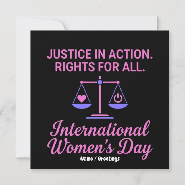 Convites International Women's Day Justice In Action Rights (Frente)