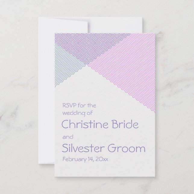 Convites Intersecando Chevrons, rsvp de casamento (Frente)
