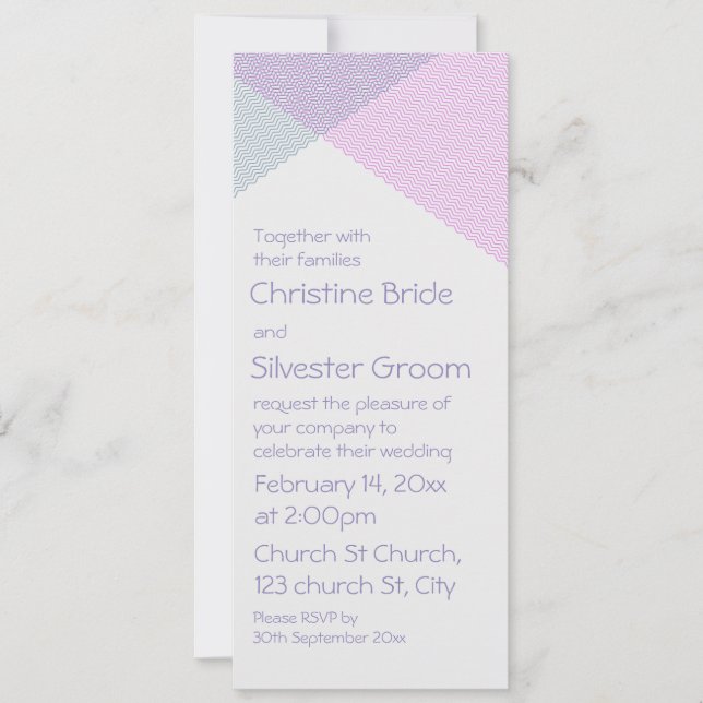 Convites Intersetando Chevrons, 4x9.25 casamento (Frente)
