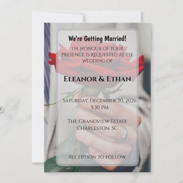 Convites Intimate Close-Up Red Rose Engagement & Wedding (Frente)