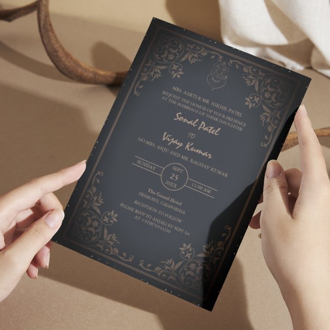 Convites Intrato Escuro do Casamento Hindu Ganesha (Criador carregado)