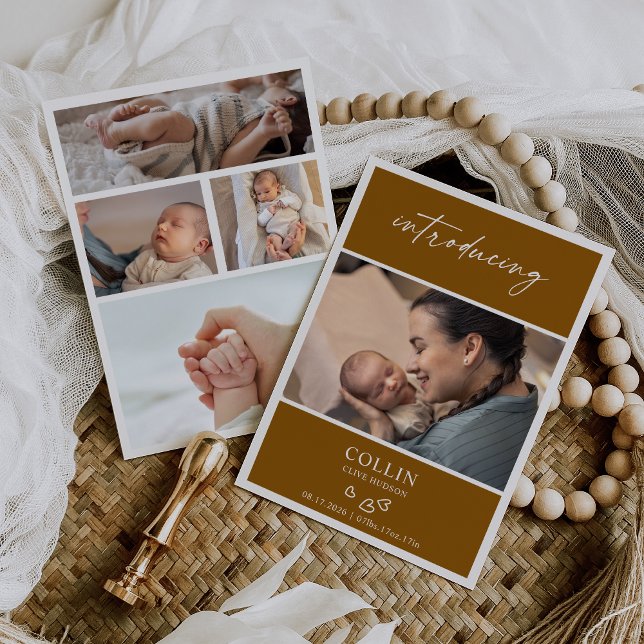 Convites Introducing Baby Photo Collage Announcement Card (Criador carregado)