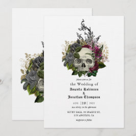 Convites Inv De Casamento Gótico De Halloween De Crânio Flo
