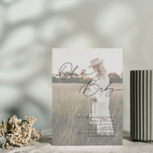 Convites Inv de Chá de fraldas Cardíaco de Foto Manuscrito 