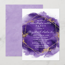 Convites Inv de Festa de solteira de pintura Dourada com La