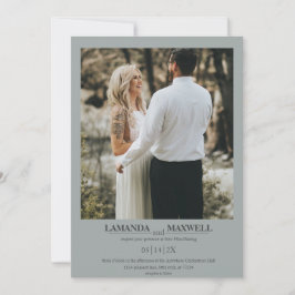 Convites Inv: Frame De Foto De Cinza Azul Simples Dusty