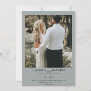 Convites Inv: Frame De Foto De Cinza Azul Simples Dusty