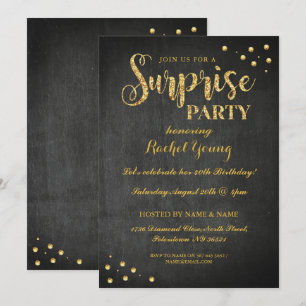 Convites Invasão Dourada do glitter Birthday Chalk