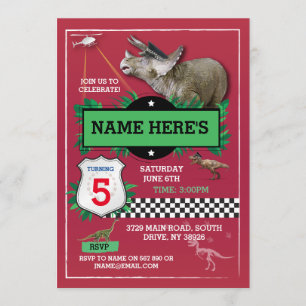 Convites Invasões Azuis T-Rex Da Polícia Vermelha Do Dino