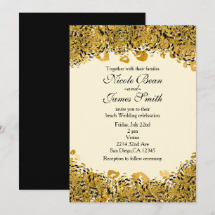 Convites Invasões de Chita Selvagem Dourada e Negra