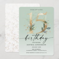 Invento de Festa de aniversário Dourada de 15 verd