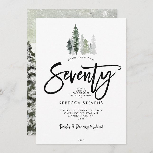 Convites inverno árvores festivas de 70 (Frente/Verso)