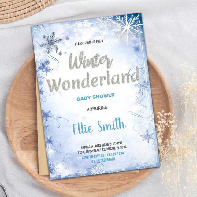 Convites Inverno Bebê Invasores Azul (Winter Baby Shower Invitations Blue)