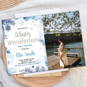 Convites Inverno Bebê Invita Foto Azul Luminosa