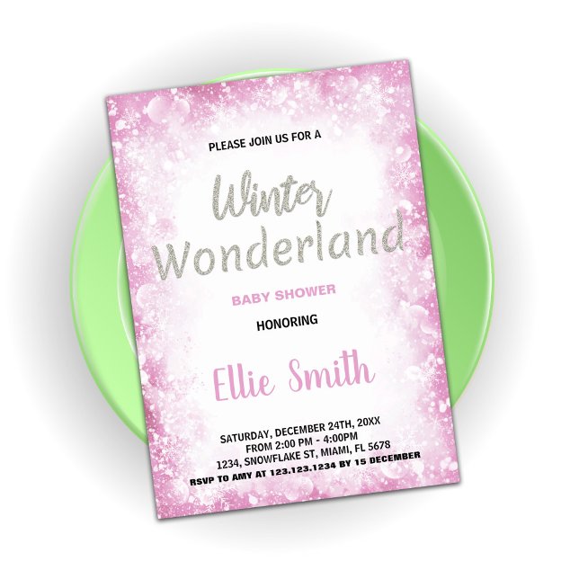 Convites Inverno Bebê Invoca Prata Rosa Nuvem (Winter Baby Shower Invitations Cloud Pink Silver)
