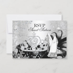 Convites Inverno Brilho Floco de Neve Prata Doce 16 RSVP