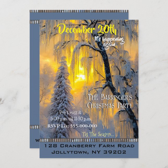 Convites Inverno da manhã Bela Festa de Natal Convide (Frente/Verso)