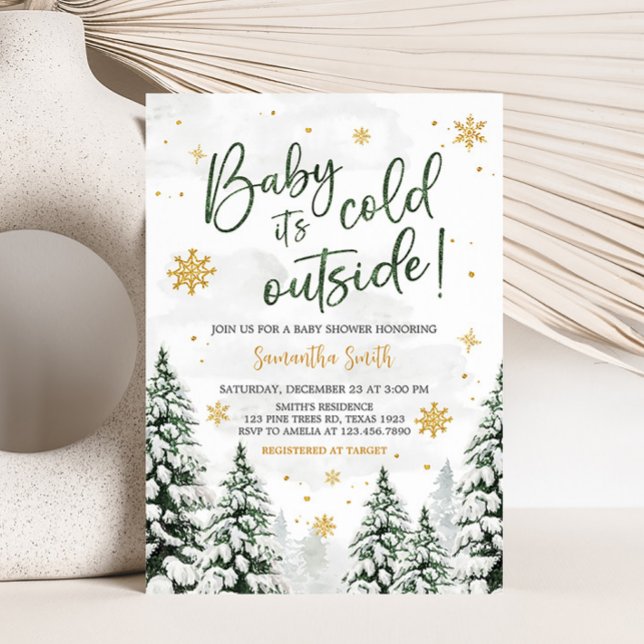 Convites Inverno é frio fora do Chá de fraldas (Gender Neutral Snowflake Baby Shower Invitation)