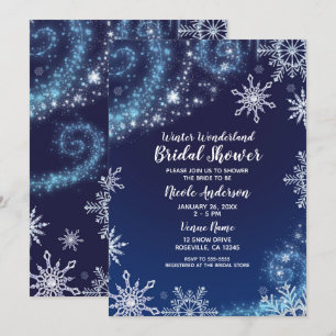 Convites Inverno Encantado Azul e Branco Flocos de Neve Bri