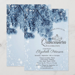 Convites Inverno Mágico,Neve,Flocos de Neve Quinceañera