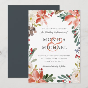 Convites Inverno Místico Casamento de quadro floral