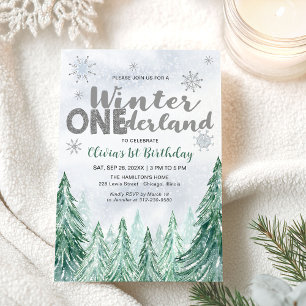 Convites Inverno ONDerland Primeiro Aniversário Flocos de N